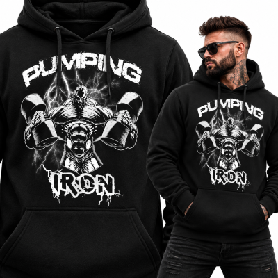 BLUZA Z KAPTUREM NA SIŁOWNIĘ PUMPING IRON